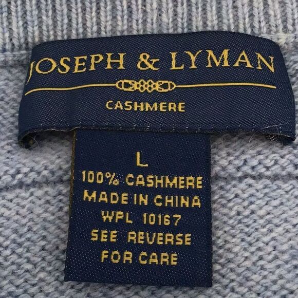 Joseph & Lyman Light Blue 100% Cashmere
Windowpane Knit Crewneck Sweater - Picture 11 of 12